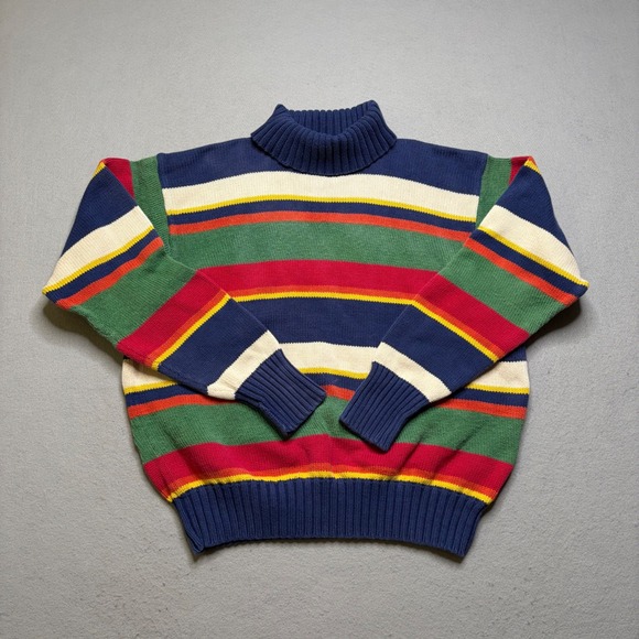 Polo Ralph Lauren Other - Polo Ralph Lauren Sweater Mens L Blue Multi Color Stripe Vintage Turtleneck Knit